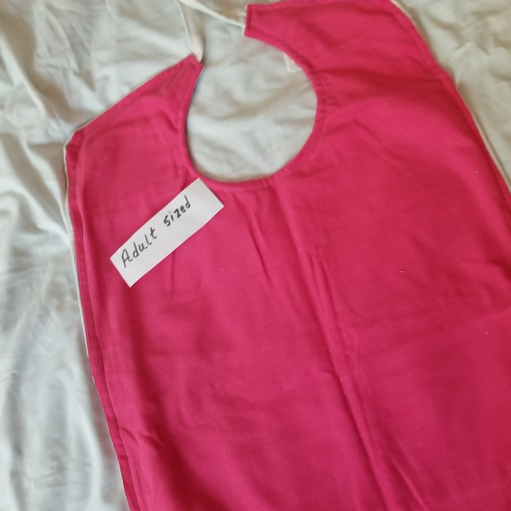 Vibrant Pink Adult Bib reversible handmade large